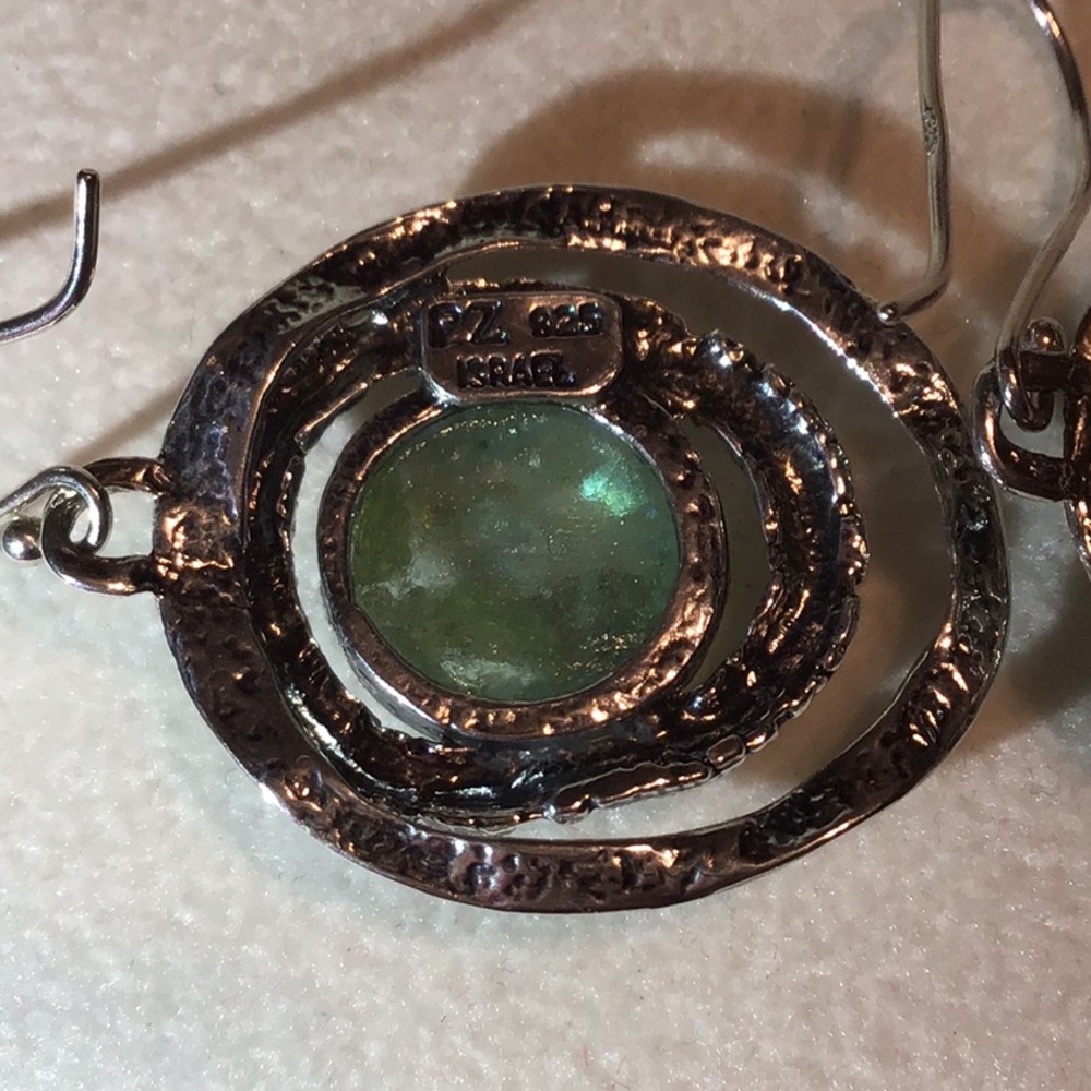 PAZ ROMAN GLASS EARRINGS IN 925 STERLING SILVER - Picture 6 of 11